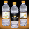 16.9 oz. Custom Label Spring Water w/Tangerine Orange Flat Cap - Clear Bottle